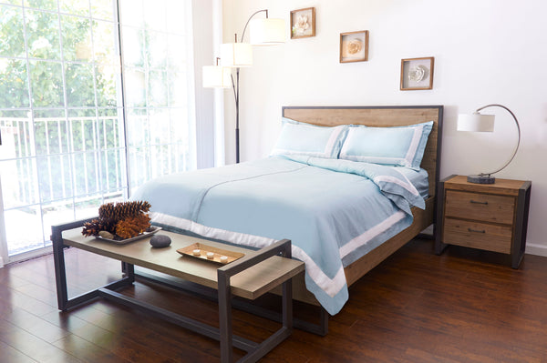 Solid Color Duvet Cover Set With Border